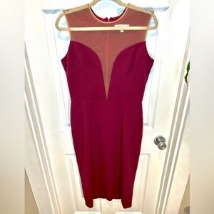 Dress the Population Deep V Mesh Neckline Midi